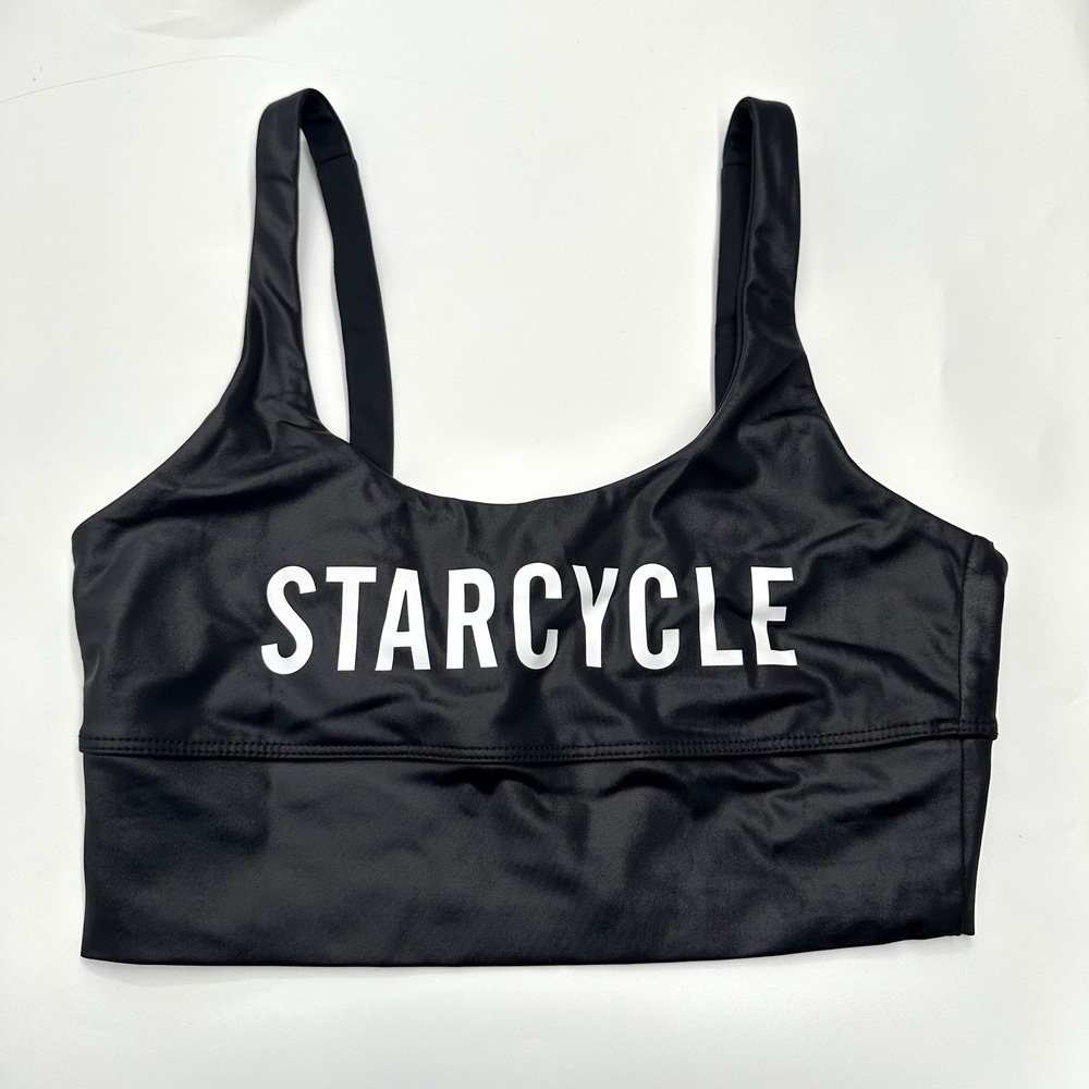 Beach Riot Starcycle Faux Leather Sports Bra in‎ Black Size Medium